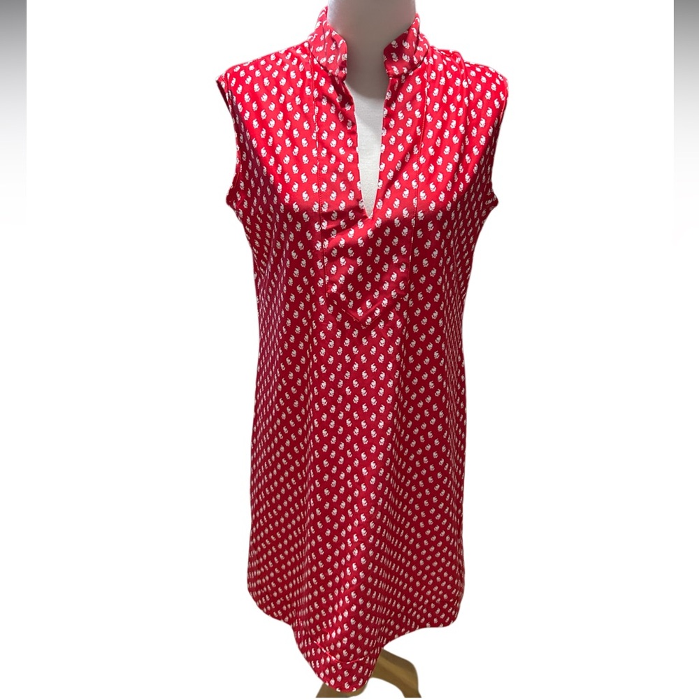 Jude Connally Kristen Printed Sleeveless V-Neck Shift Dress L